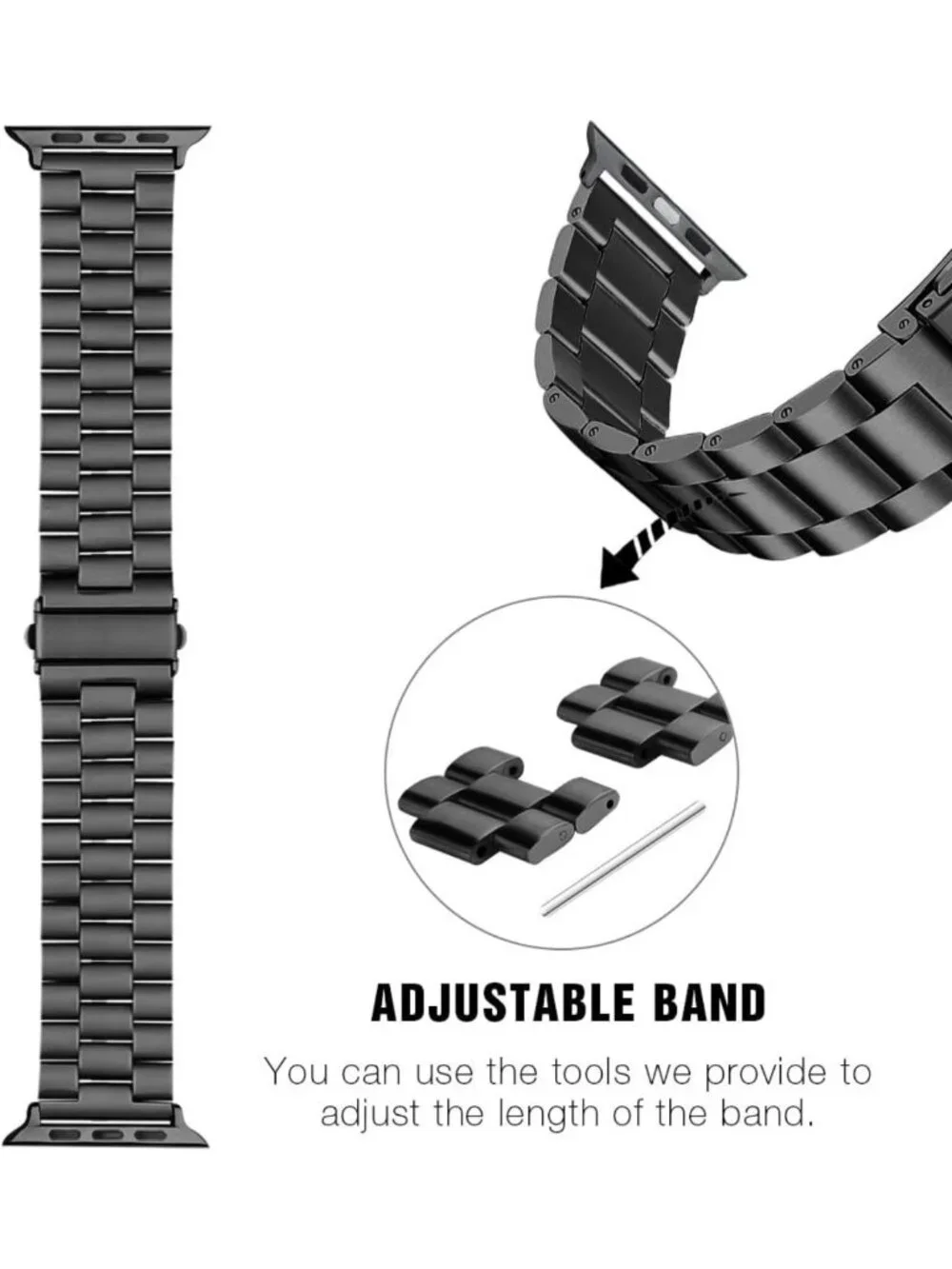 Stylish Stainless Steel Metal Band for Apple Watch - Fits All Series & Sizes